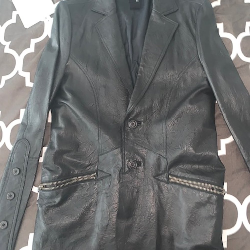 Black Leather Blazer Coat